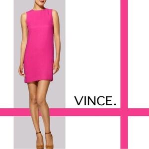 Vince 100% Silk Shift Dress Size 2 Pink Sleeveless Crew Neck
